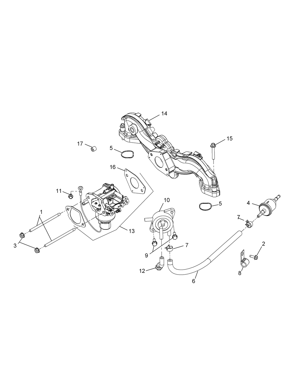 Kohler Kt745-3001 Fuel System Diagram and Parts List for XT2-GX54KH (14A7A3CA010)(2015) Cub Cadet Lawn Tractor